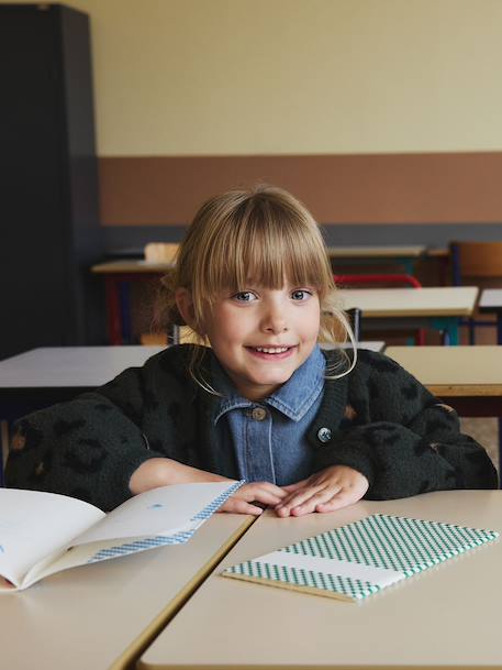Gilet fille motif animalier maille mousseuse chocolat+vert - vertbaudet enfant 