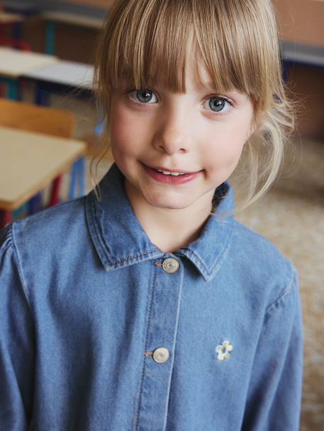 Robe en denim léger fille bleu moyen+denim gris - vertbaudet enfant 