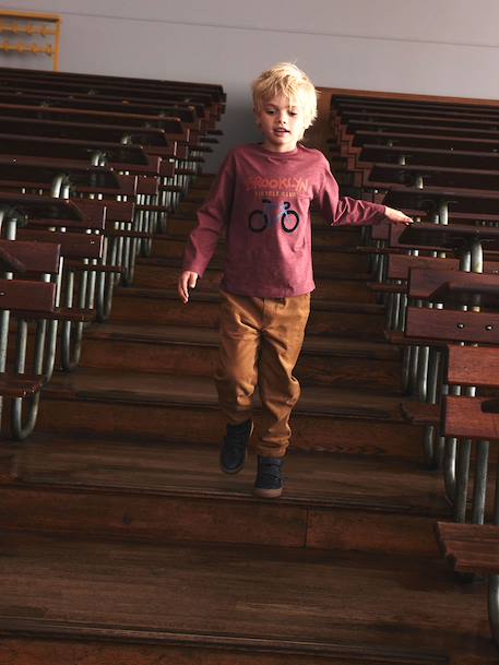 Pantalon velours taille élastiquée ajustable garçon noix de pécan - vertbaudet enfant 