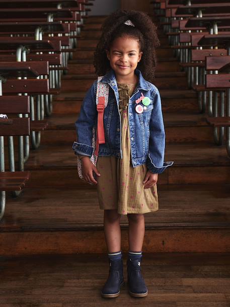 Veste jean fille personnalisable bleu clair+bleu moyen - vertbaudet enfant 