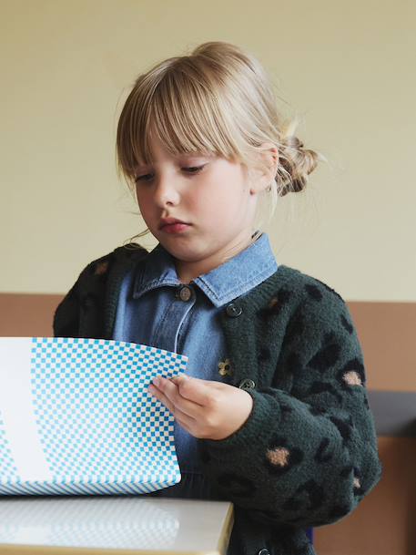 Vestje van schuimbreisel met dierenmotief voor meisjes chocoladebruin+groen - vertbaudet enfant 