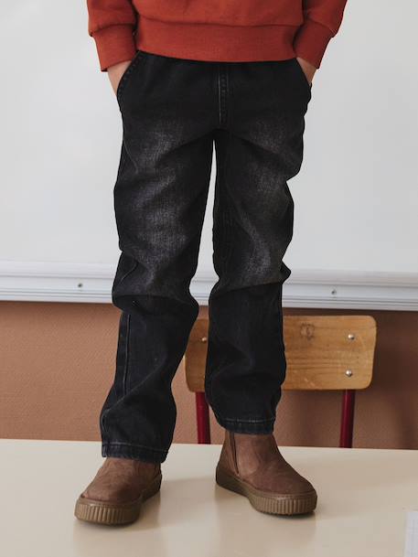 Wijde jongensbroek, eenvoudig aan te trekken gebleekt denim+grijs+ongewassen denim+stone+zwart denim - vertbaudet enfant 