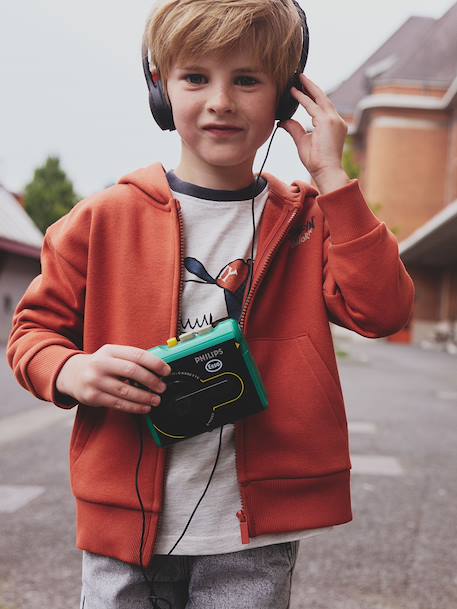 Sweat zippé à capuche imprimé garçon rouille - vertbaudet enfant 