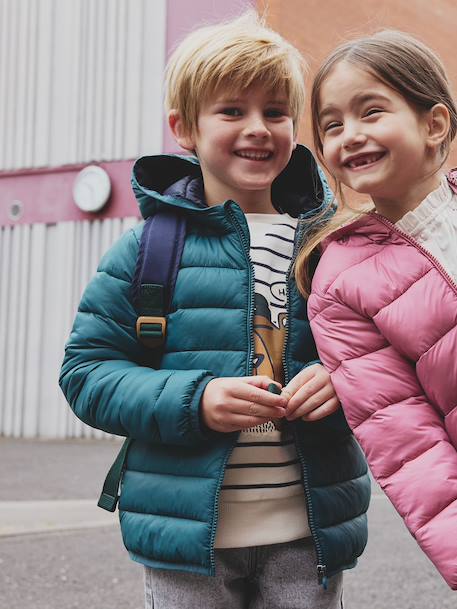 Doudoune garçon légère à capuche bleu+bleu jean+marine+noir+noisette+noix de pécan+rouge+vert émeraude - vertbaudet enfant 