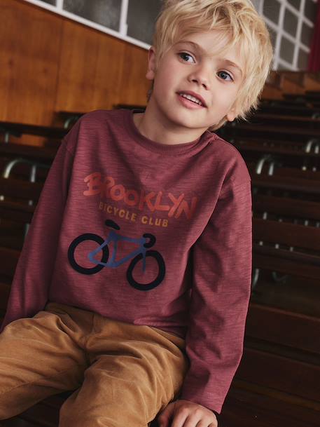 T-shirt manches longues floqué garçon bois de rose - vertbaudet enfant 