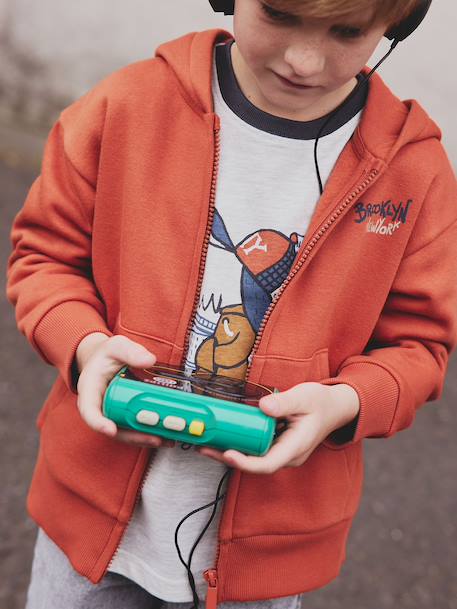 Sweater met rits en capuchon met jongensprint roest - vertbaudet enfant 