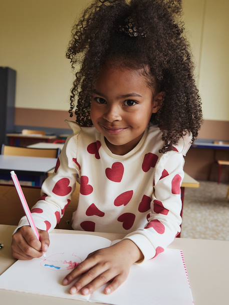 Sweat à volants fille détails fantaisie écru+encre+vanille+vert de gris - vertbaudet enfant 