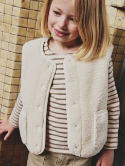 Meisje-Mantel, jas-Mouwloos meisjesvest van sherpa