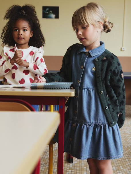 Robe en denim léger fille bleu moyen+denim gris - vertbaudet enfant 