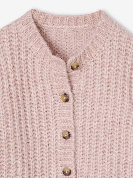 Wijd vest van schuimbreiwerk meisjes donkerpaars+gemêleerd grijs+petrolblauw+rood+roze (poederkleur) - vertbaudet enfant 