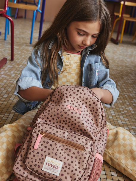 Gepersonaliseerde rugzak voor de kleuterschool met luipaardprint beige - vertbaudet enfant 