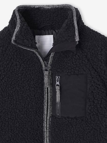 Veste en sherpa Fille anthracite+vanille - vertbaudet enfant 