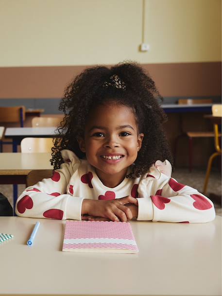 Sweat à volants fille détails fantaisie écru+encre+vanille+vert de gris - vertbaudet enfant 