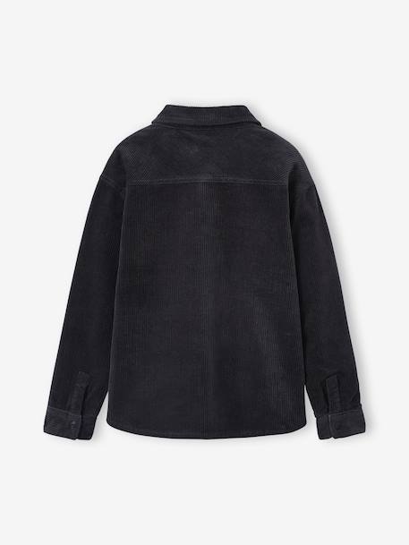 Chemise garçon réversible flanelle et velours anthracite - vertbaudet enfant 