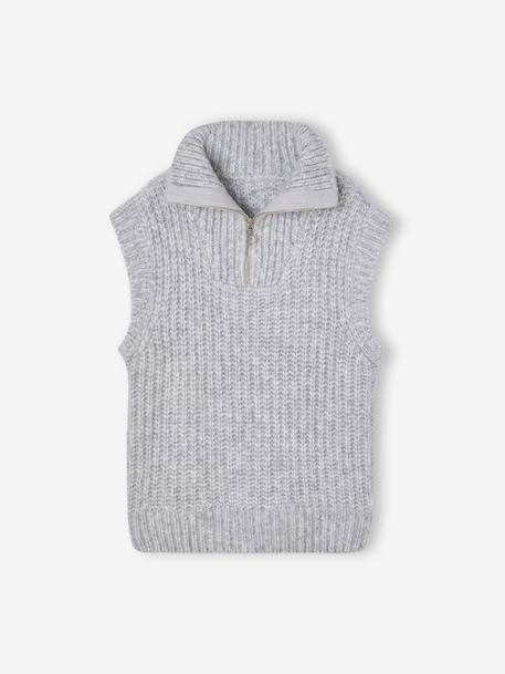 Pull camionneur sans manches fille gris chiné - vertbaudet enfant 