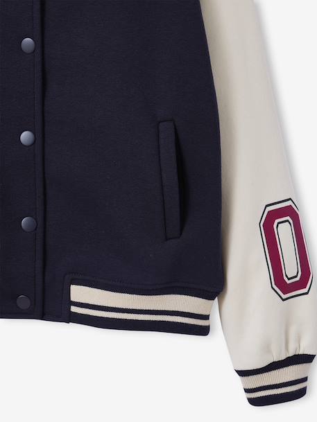 Blouson teddy en molleton avec détail numéro manche fille marine - vertbaudet enfant 