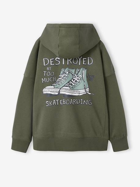 Sweat garçon à capuche kaki - vertbaudet enfant 