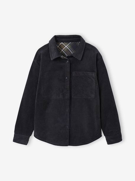 Chemise garçon réversible flanelle et velours anthracite - vertbaudet enfant 