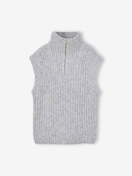 Pull camionneur sans manches fille gris chiné - vertbaudet enfant 