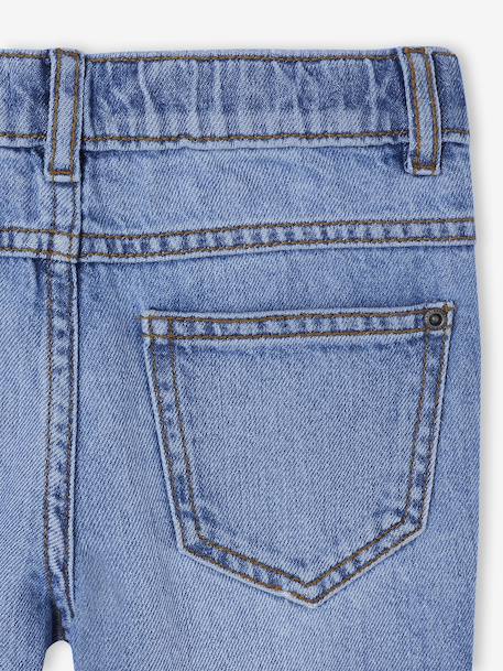 Elastische en verstelbare jeans met wijde pijpen ongewassen denim+stone - vertbaudet enfant 