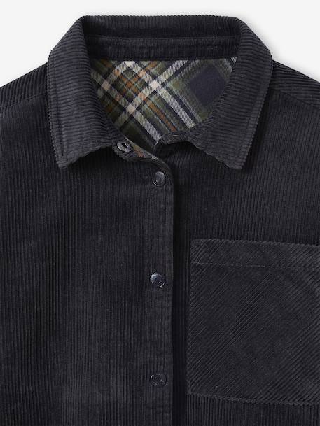 Omkeerbaar hemd van flanel en fluweel jongen JONEN antraciet - vertbaudet enfant 