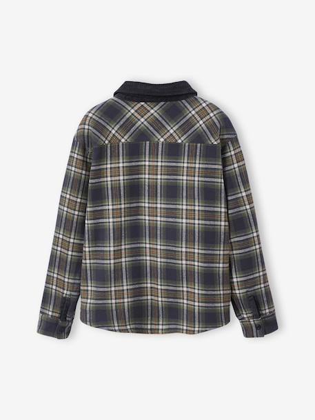 Chemise garçon réversible flanelle et velours anthracite - vertbaudet enfant 
