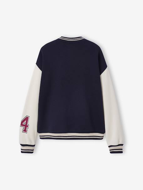 Blouson teddy en molleton avec détail numéro manche fille marine - vertbaudet enfant 