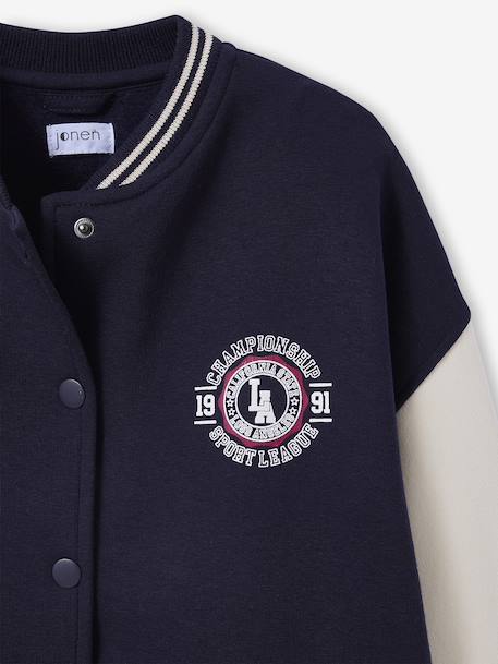 Blouson teddy en molleton avec détail numéro manche fille marine - vertbaudet enfant 