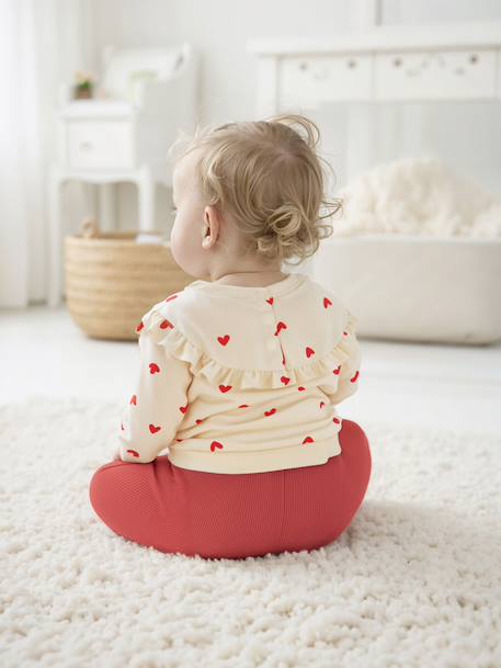 Set sweater met ruche + legging baby ecru+rozen - vertbaudet enfant 