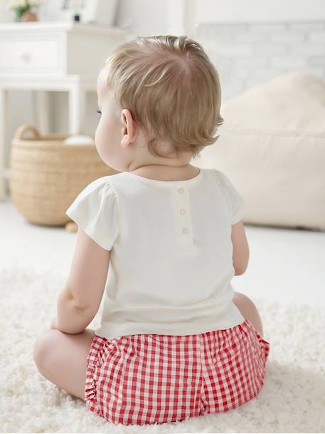 T-shirt poche fantaisie vichy bébé écru - vertbaudet enfant 