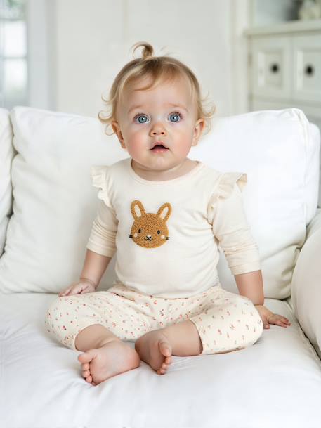 Set sweater en broek baby BEIGE CLAIR RAYE+gemêleerd blauw+lichtroze - vertbaudet enfant 