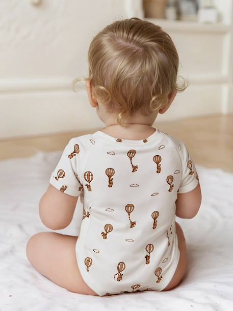 Set van 5 babyrompers met korte mouwen Luchtballon ecru - vertbaudet enfant 