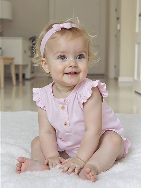 Bébé-Ensemble combishort et bandeau naissance