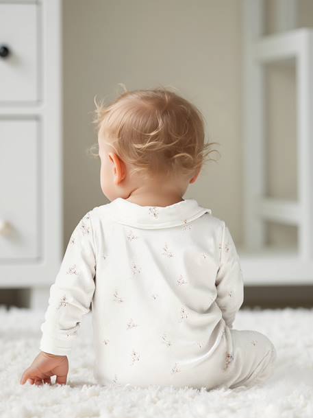 Lot de 2 pyjamas mixtes velours ouverture naissance cappuccino+rose - vertbaudet enfant 