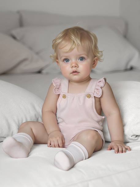 Korte babytuinbroek van linnen en lyocell lila - vertbaudet enfant 