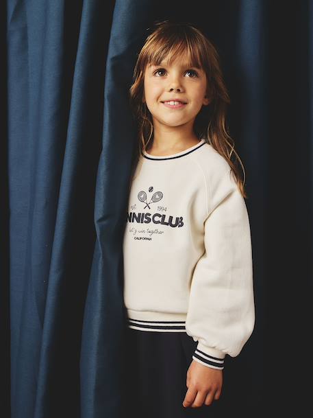 Sportieve sweater met tennisclub motief voor meisjes ecru - vertbaudet enfant 