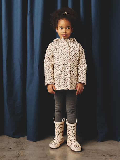Ciré fille à capuche imprimé vanille+vert de gris - vertbaudet enfant 
