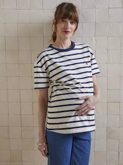 Zwangerschapskleding-T-shirt-Gestreept zwangerschapsshirt van biologisch katoen* 