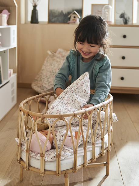 Deken + kussensloop pop van katoengaas beige+roze - vertbaudet enfant 