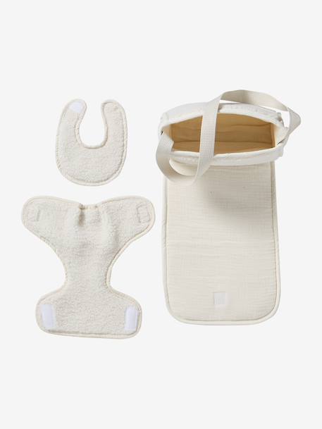 Premium poppenluiertas + luier + slab ecru+rood - vertbaudet enfant 