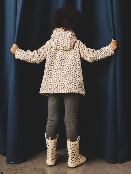 Ciré fille à capuche imprimé vanille+vert de gris - vertbaudet enfant 