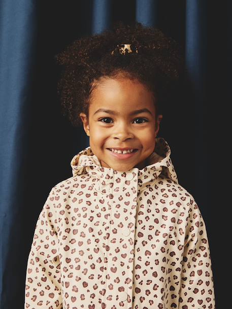 Ciré fille à capuche imprimé vanille+vert de gris - vertbaudet enfant 