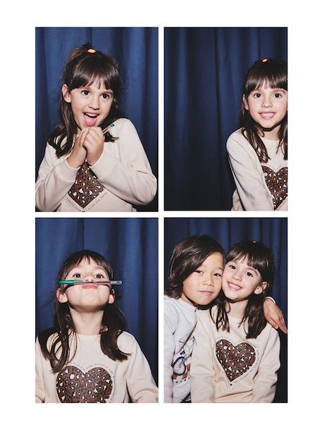 Basics fleece meisjesjurk ecru+marineblauw+saliegroen - vertbaudet enfant 