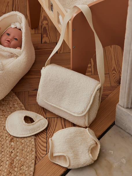 Premium poppenluiertas + luier + slab ecru+rood - vertbaudet enfant 