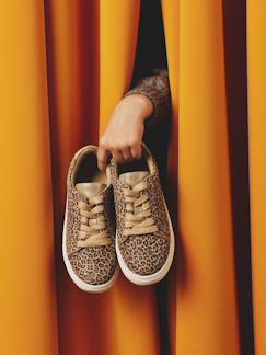 Chaussures-Baskets enfant fille en cuir à lacets