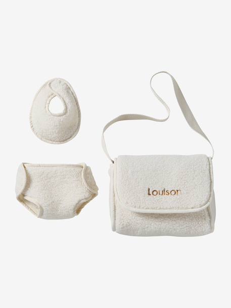 Premium poppenluiertas + luier + slab ecru+rood - vertbaudet enfant 