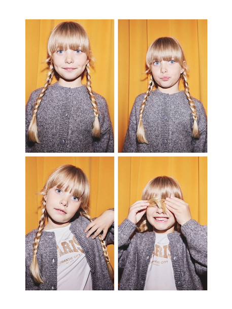 Meisjesvest in schuimbreiwerk gemêleerd grijs+gemêleerd roze+vanille - vertbaudet enfant 