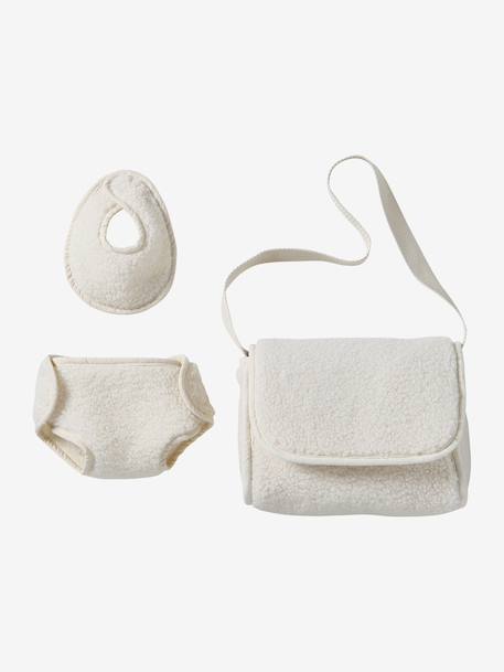 Premium poppenluiertas + luier + slab ecru+rood - vertbaudet enfant 