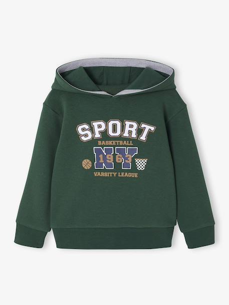 Sportieve set voor jongens met sweater met capuchon en print + effen joggingbroek bordeauxrood+karamel+korstmos+petrolblauw - vertbaudet enfant 