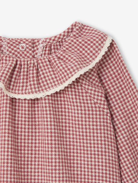 Blouse naissance en flanelle vichy avec col volanté écru - vertbaudet enfant 